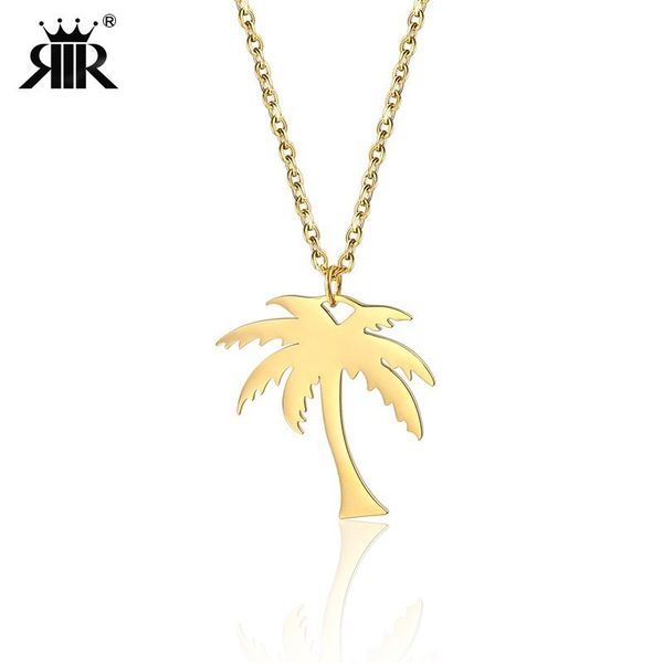 

rir women dainty gold palm tree necklace stainless steel coconut pendant necklaces minimalist plant jewelry, Silver