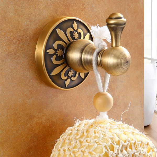 

european vintage carved robe hook clothes hook toilet aluminium towel hanger with antique brass finish bathroom hat hook bathroom accessory