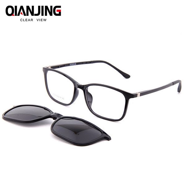 

qianjing brand designer polarized magnet clip glasses men magnet frame myopia glasses prescrioption optical sunglasses women, Silver