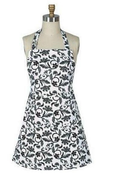 

black flower cotton cooking apron