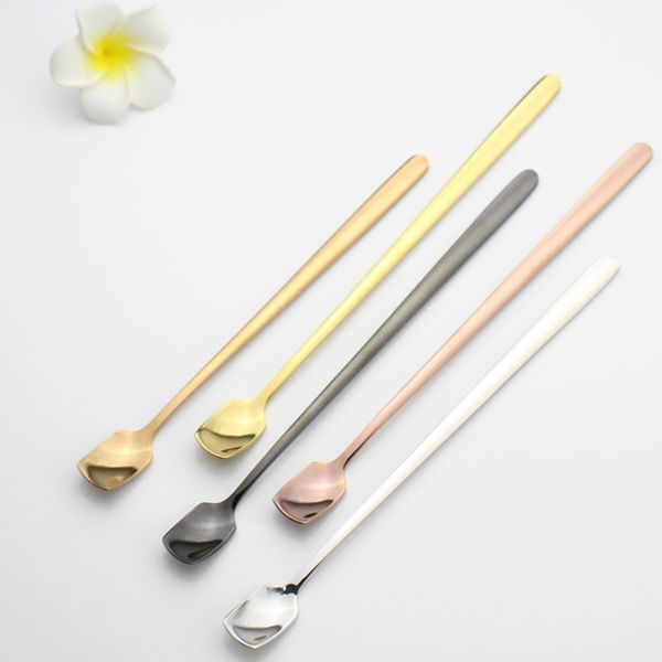 

304 stainless steel long handle coffee spoon milk tea spoon 2 specifications 4 colors