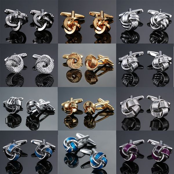 

novelty fashion shirt cufflink metal knot cufflinks gold color knot design ale copper material cufflinks whoelsale&retail, Silver;golden