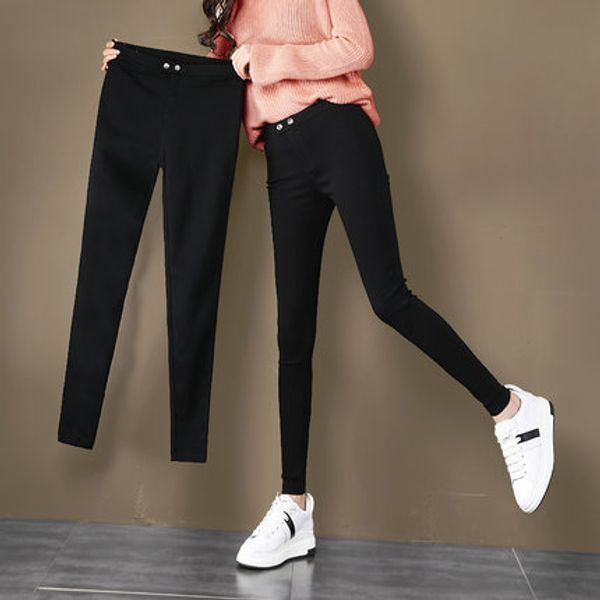 

designer women stretch wool pencil pants 2018 autumn winter fashion style letters jacquard elastic waist bodycon leggings pants streetwear, Black;white