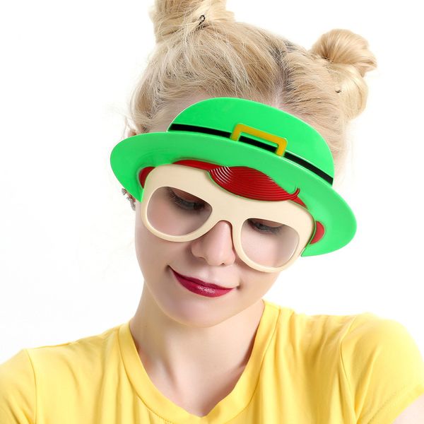

irish festival funny toys green hat glasses gifts creative funny props st. patrick's day party supplies, White;black