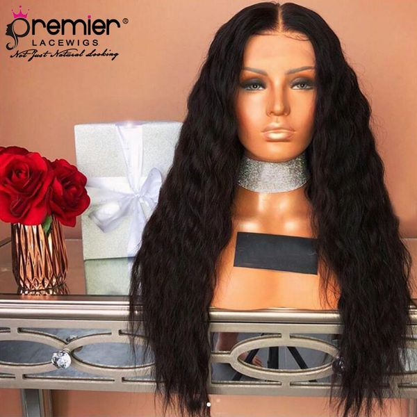 

premier 360 lace wigs indian remy hair natural wave pre-plucked bleached knots 150% density 4.5inches deep parting human lace wigs, Black;brown
