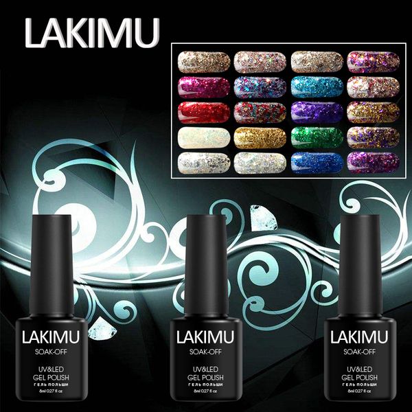

lakimu nail polish diamond glitter fashion profession gel nail gel polish led uv long-lasting removable 12 color art, Red;pink