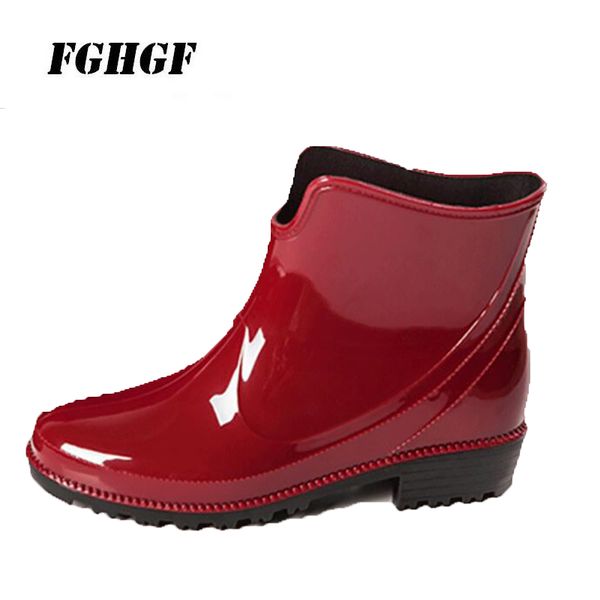 

new pvc fashionable water shoe leisure rain boots wear-resisting slippery waterproof women's rubber shoes rain shoes, Black