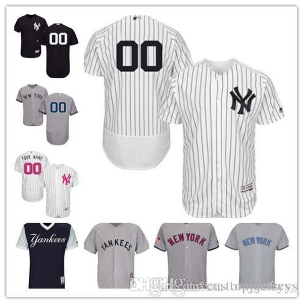 

2018 cu tom men women youth ny yankee jer ey per onalized 00 any your name and number home black white grey ba eball jer ey