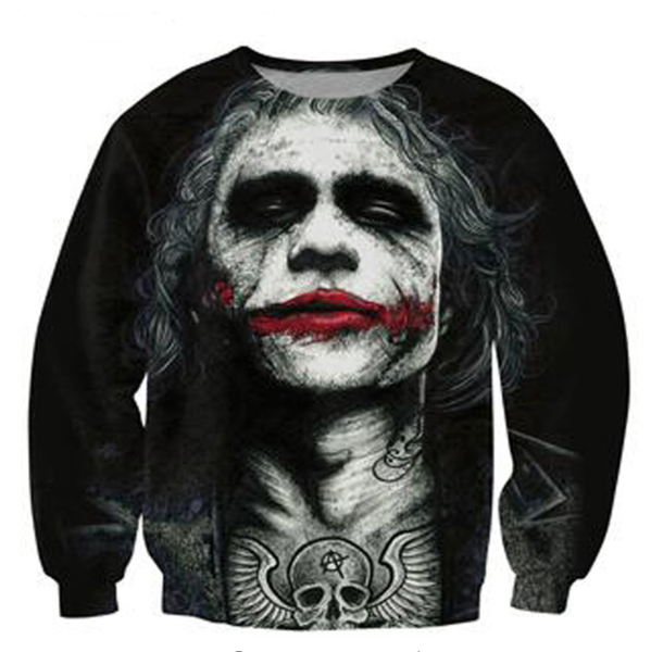 

wholesale-fashion womens/mens inked joker sublimation funny 3d print casual sweatshirt plus size qq019, Black