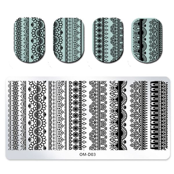 

rectangle marble stripe flower stamp template image plate french tips floral stamping plate manicure nail art stamp tool, White