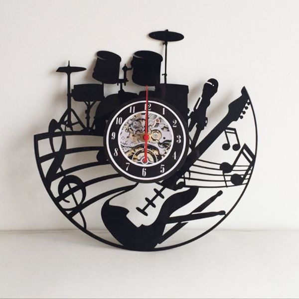 

wall clock cd record modern design musical theme home decoration art clocks for living room bedroom xh8z jy06