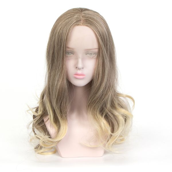 Long Curly And Lace Wig Hair Mixed Color Medium Curly Lace Front