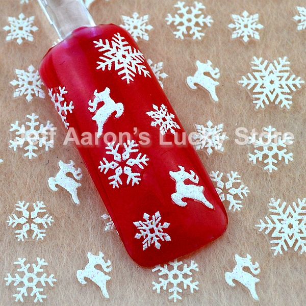 

5pcs christmas 3d glitter nail art stickers winter manicure nails decals foil decorations tool reindeer snowflake design tl22, Black
