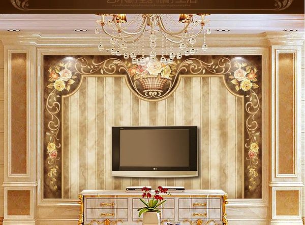 

wallpaper 3d stereoscopic european basket retro tv background wall floor wallpapers for living room