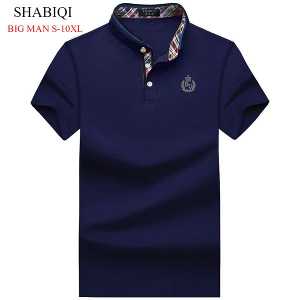 

2018 shabiqi plus size men's regular slim lapel embroidered shirts cotton men casual big man shirts 7xl 8xl 9xl, White;black