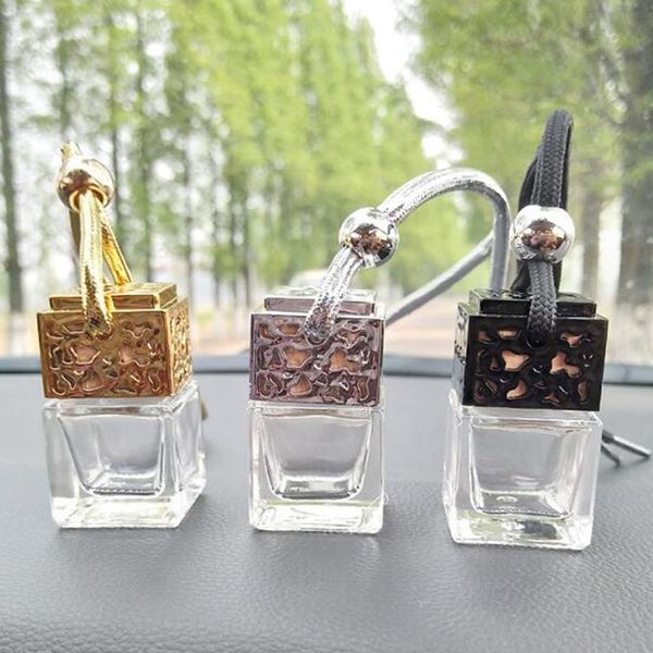 

cube car perfume bottle car hanging perfume air freshener for essential oils diffuser fragrance empty glass bottle