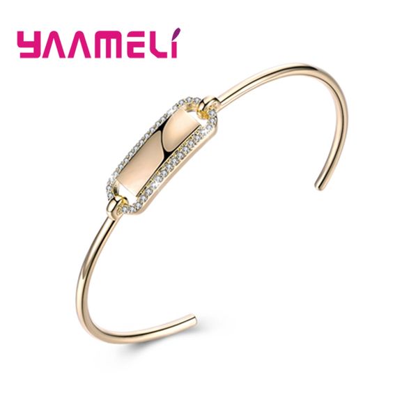 

yaameli pretty trendy anniversary gift for female 925 sterling silver bracelet bangles pave shiny cubic zirconia ing, Black