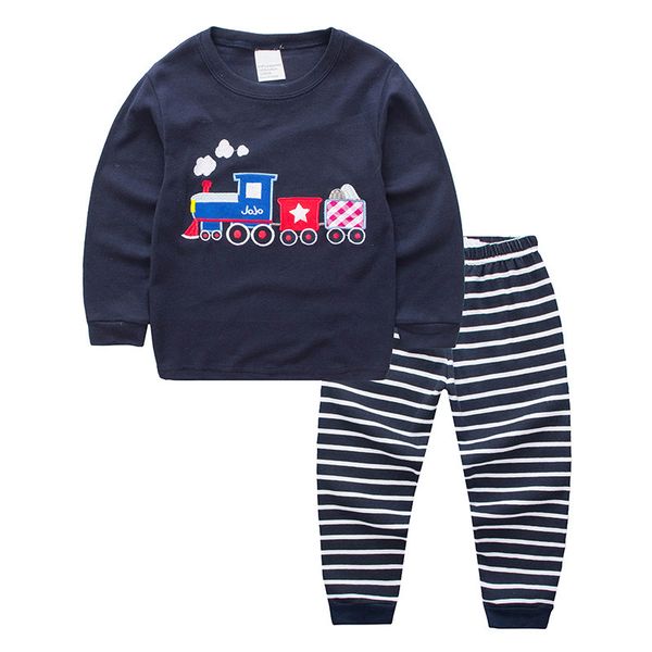 

pt2, trains, baby children boys pajamas, 100% cotton long sleeve cartoon sleepwear sets for 2-7 year, Blue;red