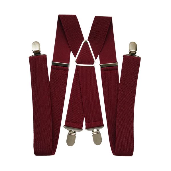 

bd054-l xl size wine red men's suspenders 3.5cm width adjustable elastic x back suspender clips on pants braces for women adult, Black;white