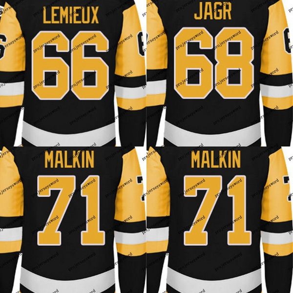 

Mens 2017-18 Season Jersey 66 Mario Lemieux 68 Jaromir Jagr 71 Evgeni Malkin With 50 Years 100 Years 2017 Stanley Cup Final Champions Patch