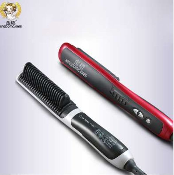 

electric ceramic hair straightener brush hair care styling tool hair straightening comb auto massager irons fast heating brushes, Silver