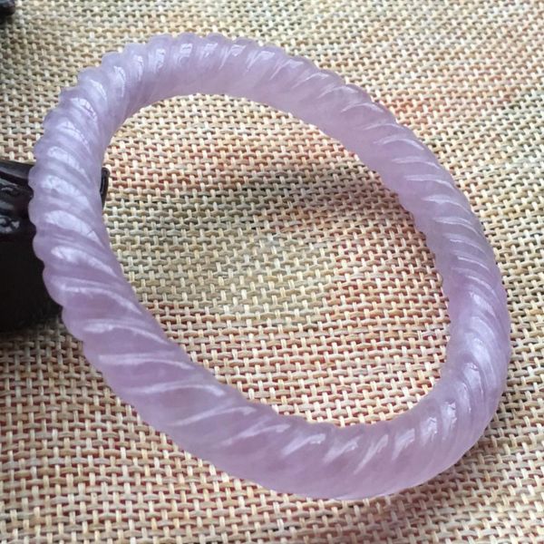 

55mm certified (grade a) natural "twisted wire" stoneite stone bracelet bangle, Black