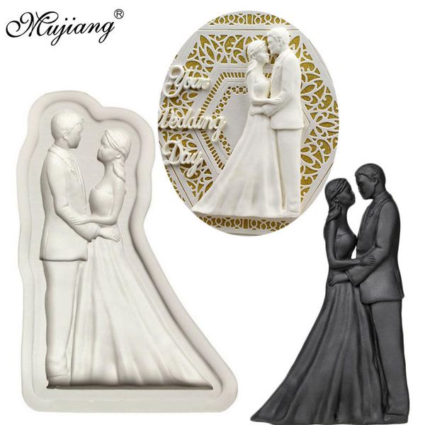 

mujiang bride and groom wedding silicone mold cake border fondant cake decorating tools cupcake candy chocolate gumpaste mould