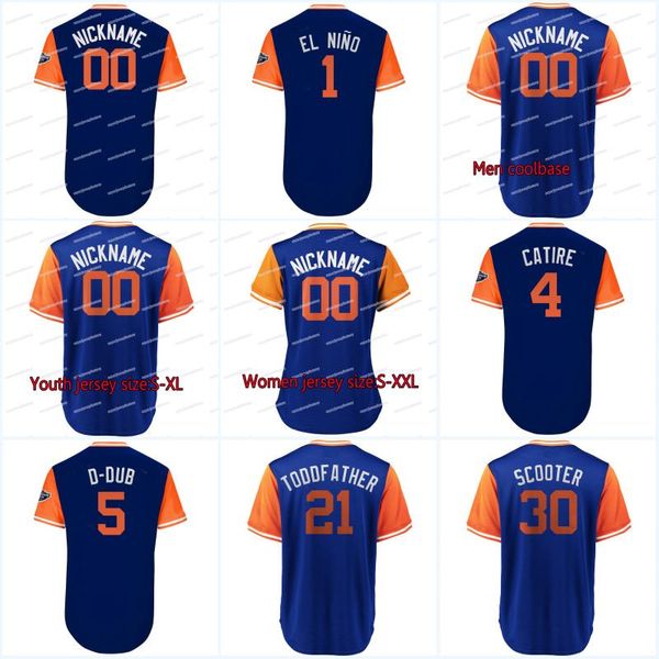 

2018 Players Weekend Jersey 48 deGrom "deGrom" 30 "Scooter" 21 Frazier "Toddfather" 4 FLORES "CATIRE" 26 "PLAW DAWG" Jerseys