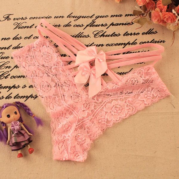 

lingerie women lace bow-knot briefs underwear panties ladies knickers 2020, Black;pink