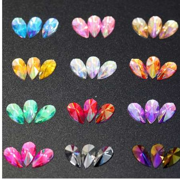 

teardrop crystals acryl non ix rhinestonee droplet nail art rhinestone non fix crystal b2965, Black