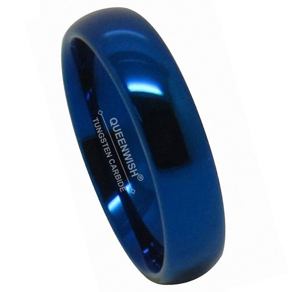 

5mm blue tungsten carbide wedding rings simply classic comfort fit engagement band, Slivery;golden