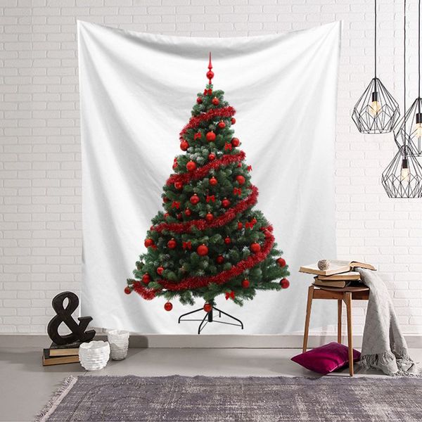 Neujahrsdekoration, Wandteppich, bedruckt, Weihnachtsbaum, hängende Wandkunst, blaugrüne Bäume, Winterfest, Tapiz-Polyester-Teppich