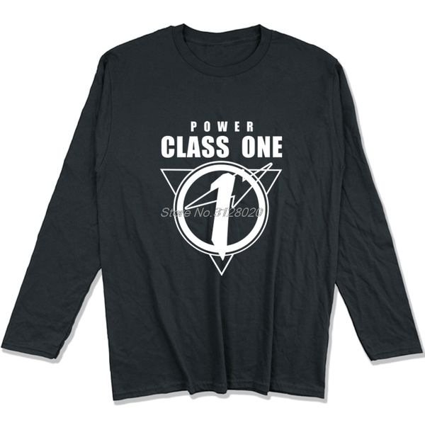 

power class one print men's cotton t shirts casual male long sleeve o-neck tees spring autumn fashion brand clothing homme, White;black