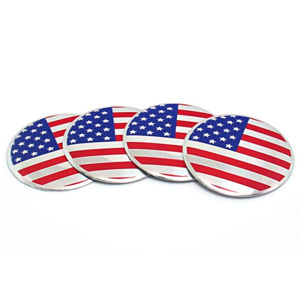 

ale 4pcs/lot 56mm us america flag alloy car wheel center hub caps sticker emblem for universal cars moto bike decorative