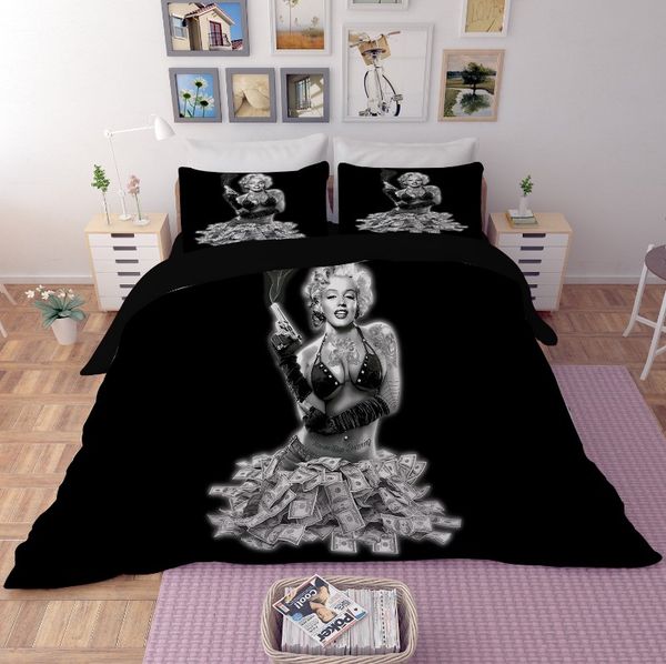 New 3d Bedding Set Marilyn Monroe Duvet Cover Oil Pattern Bed