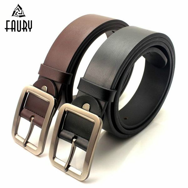 

2018 men belt cow genuine leather luxury strap male belts for men new fashion classvintage pin buckle ceinture homme, Black;brown