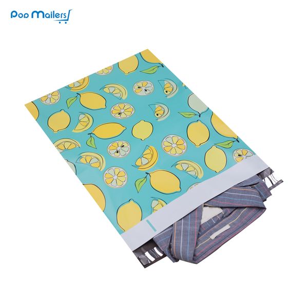 

100pcs 25.5x33cm 10x13 inch lemon fruit pattern poly mailers self seal plastic envelope bags