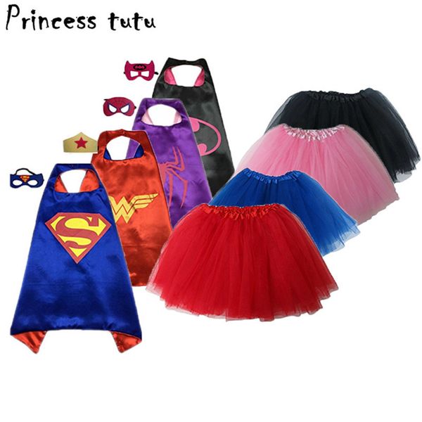 

Prince tutu 15 color kid uperhero upergirl co tume boy girl kirt cape with ma k party favor dre up co play kc021 y1892707