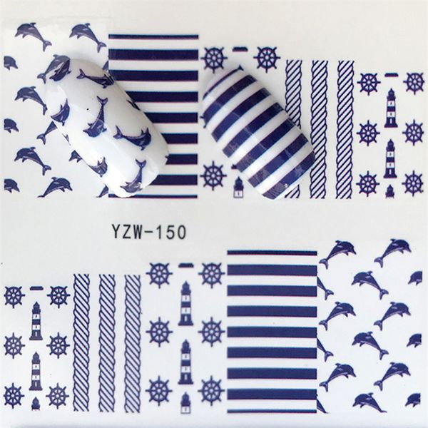 

1 sheet black white stripe line water transfer nail sticker waterproof hollow nail patch full wrap manicure decoration tool