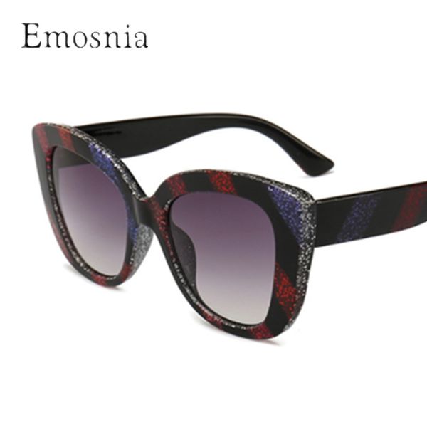 

emosnia cat eye sunglasses colorful stripe oculos gothic retro women men brand designer luxury 2019 sun glasses shades uv400, White;black