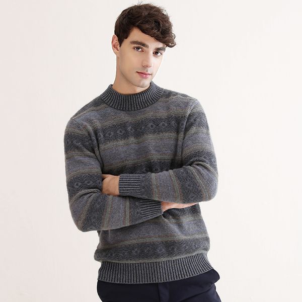 

zhili 2018 new autumn winter o-neck striped cashmere sweater, White;black
