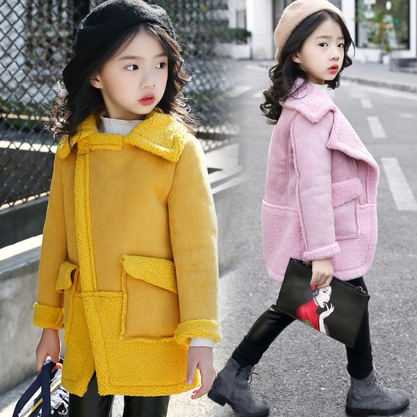 

childrens' jacket fashion winter jacket boy add cotton cashmere warm lapel kids fur coats outwear children's, Blue;gray