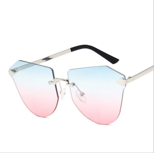 

fashionable cat eye wear neutral style men women sunglasses unique design rimless lens sunglasses casual glasses uv400, Black