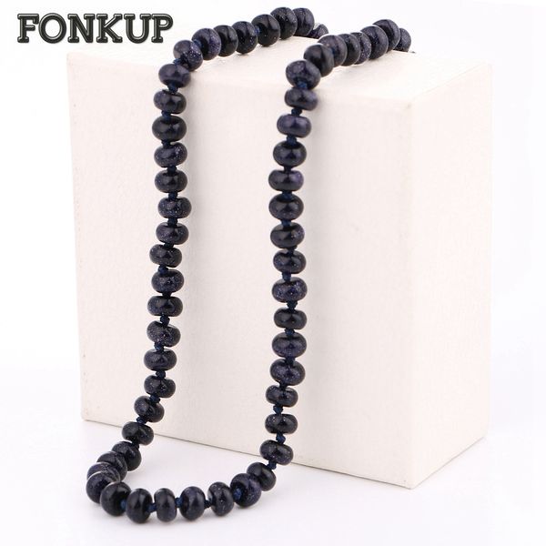 

fonkup blue sandstone necklace bead chains ethnic femme jewellery collier women colar masculino temperament rope chain round bag, Silver