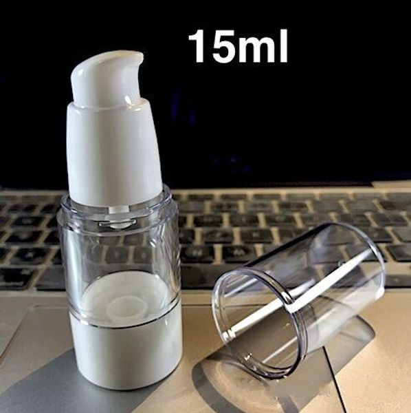 

15ml transparent refillable empty plastic perfume bottle airless pump vacuum containers for cosmetics travel dispenser