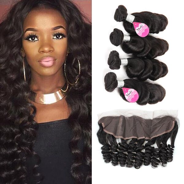 Loose Wave With Lace Frontal Hair Bundles 10a Loose Wave Bundles