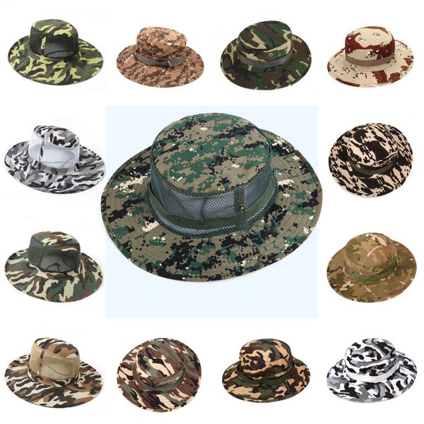 

camo hat outdoor men's hunting mesh suns hat camouflage fishing caps multi-color choice 32 styles support fba drop shipping g667f, Black;white