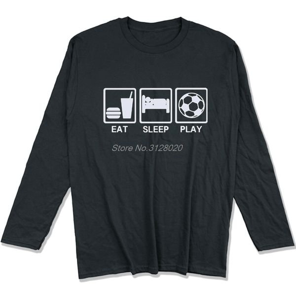

eat sleep play funny printed t-shirt men spring autumn new fashion t shirt for men casual long sleeve cotton tees homme, White;black