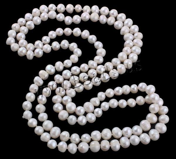 

whole saleyyw 100% natural real freshwater pearl necklace jewelry 2-strand white 129cm long sweater pearl necklace wedding bridal gift, Silver