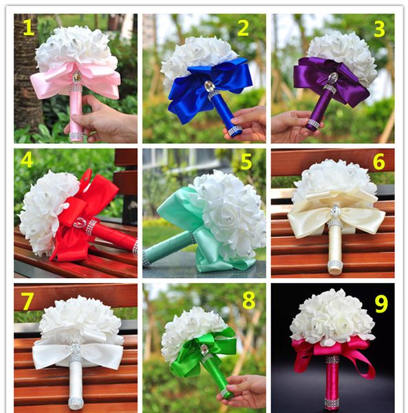 Ful Good Quality Romantic Wedding Flowers With Crystals Satin